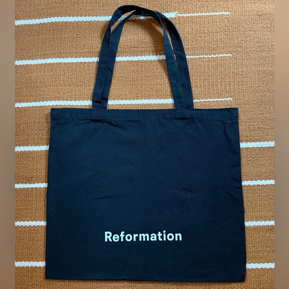 Reformation 15.5x18” Black Canvas Tote Bag